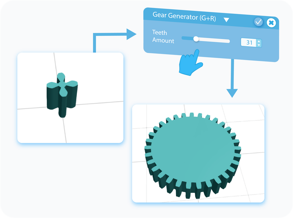 Customize Teeth Amount feature for Gear generator with slider or text-box